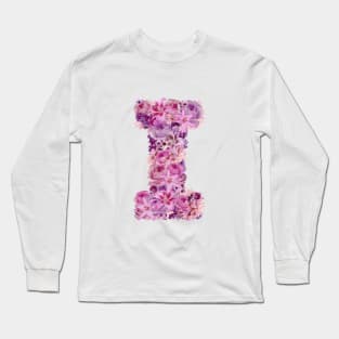 Pink Floral Letter I Long Sleeve T-Shirt